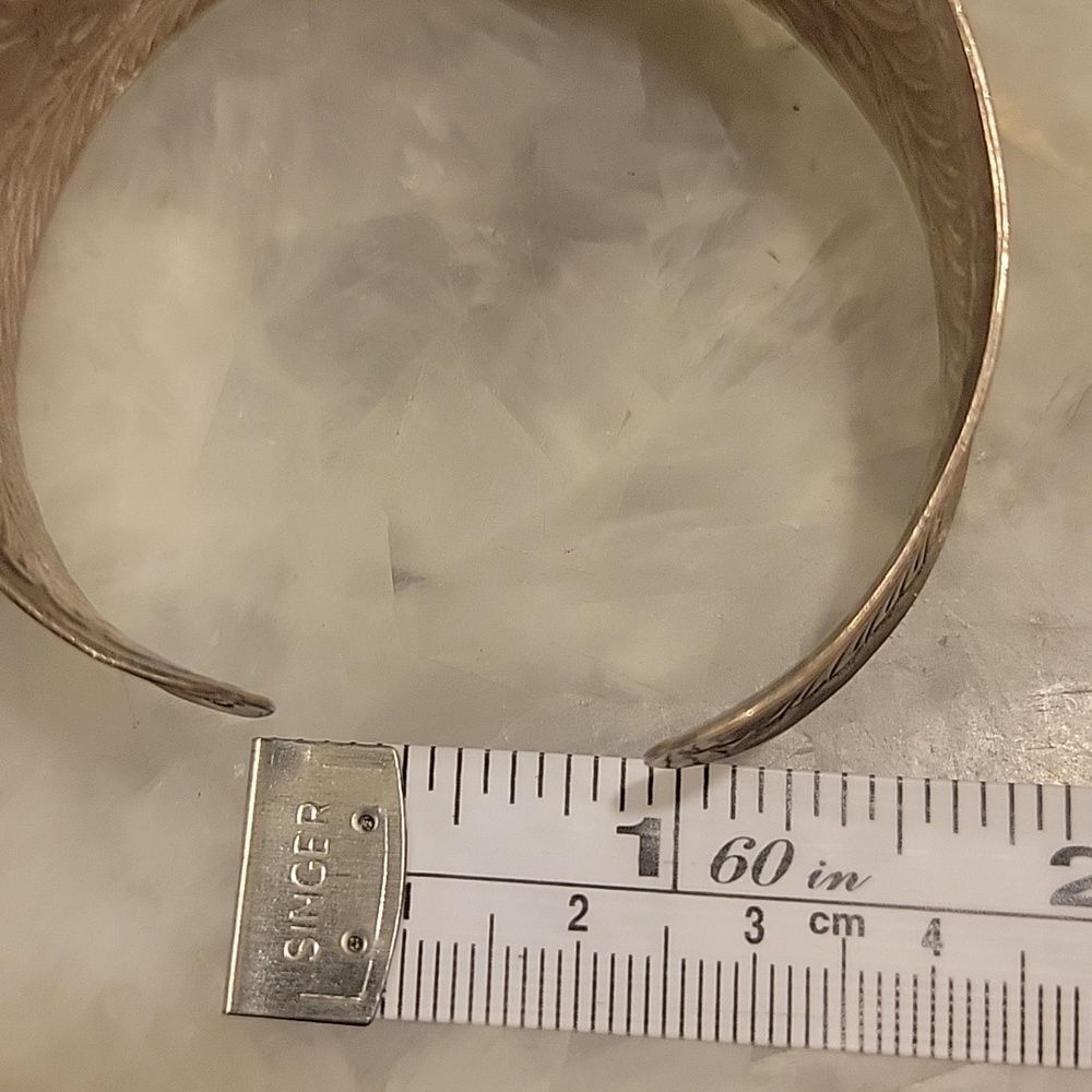 Vintage Native Sterling Silver Art Noveau Cuff SouthWestern Boho Bracelet Bangle - Picture 8 of 13